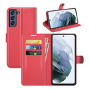 For Galaxy S21 FE Litchi Texture Horizontal Flip Protective Case with Holder & Card Slots & Wallet(Red)