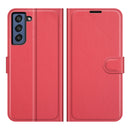 For Galaxy S21 FE Litchi Texture Horizontal Flip Protective Case with Holder & Card Slots & Wallet(Red)