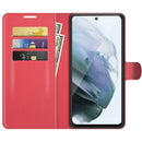 For Galaxy S21 FE Litchi Texture Horizontal Flip Protective Case with Holder & Card Slots & Wallet(Red)
