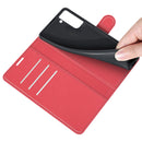 For Galaxy S21 FE Litchi Texture Horizontal Flip Protective Case with Holder & Card Slots & Wallet(Red)