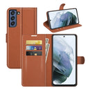 For Galaxy S21 FE Litchi Texture Horizontal Flip Protective Case with Holder & Card Slots & Wallet(Brown)