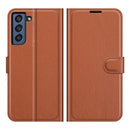 For Galaxy S21 FE Litchi Texture Horizontal Flip Protective Case with Holder & Card Slots & Wallet(Brown)