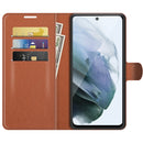 For Galaxy S21 FE Litchi Texture Horizontal Flip Protective Case with Holder & Card Slots & Wallet(Brown)