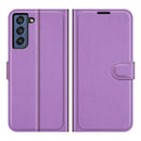 For Galaxy S21 FE Litchi Texture Horizontal Flip Protective Case with Holder & Card Slots & Wallet(Purple)