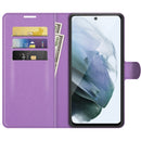 For Galaxy S21 FE Litchi Texture Horizontal Flip Protective Case with Holder & Card Slots & Wallet(Purple)