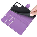 For Galaxy S21 FE Litchi Texture Horizontal Flip Protective Case with Holder & Card Slots & Wallet(Purple)
