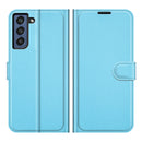 For Galaxy S21 FE Litchi Texture Horizontal Flip Protective Case with Holder & Card Slots & Wallet(Blue)