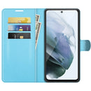 For Galaxy S21 FE Litchi Texture Horizontal Flip Protective Case with Holder & Card Slots & Wallet(Blue)