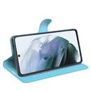For Galaxy S21 FE Litchi Texture Horizontal Flip Protective Case with Holder & Card Slots & Wallet(Blue)