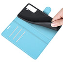 For Galaxy S21 FE Litchi Texture Horizontal Flip Protective Case with Holder & Card Slots & Wallet(Blue)