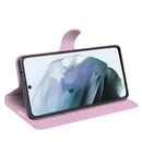For Galaxy S21 FE Litchi Texture Horizontal Flip Protective Case with Holder & Card Slots & Wallet(Pink)