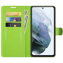 For Galaxy S21 FE Litchi Texture Horizontal Flip Protective Case with Holder & Card Slots & Wallet(Green)