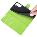 For Galaxy S21 FE Litchi Texture Horizontal Flip Protective Case with Holder & Card Slots & Wallet(Green)