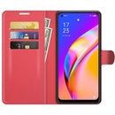 For OPPO A94 5G / F19 Pro+ 5G / Reno5 Z Litchi Texture Horizontal Flip Protective Case with Holder & Card Slots & Wallet(Red)