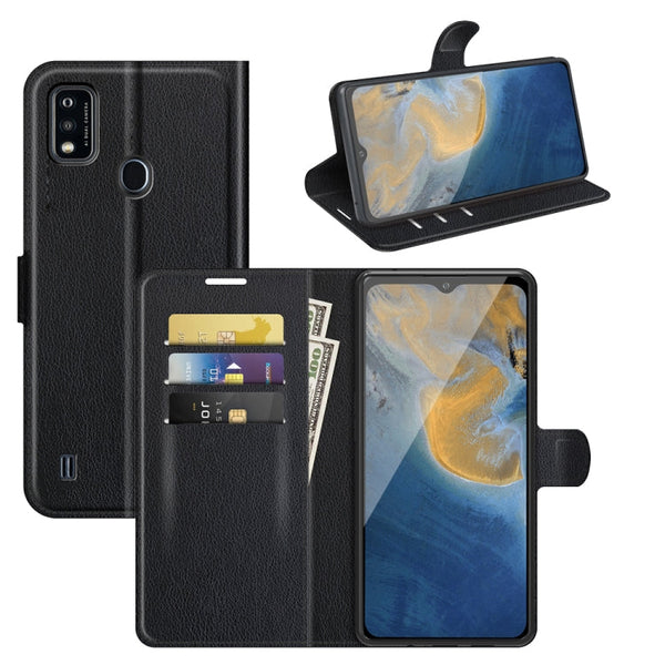 For ZTE Blade A51 Litchi Texture Horizontal Flip Protective Case with Holder & Card Slots & Wallet(Black)