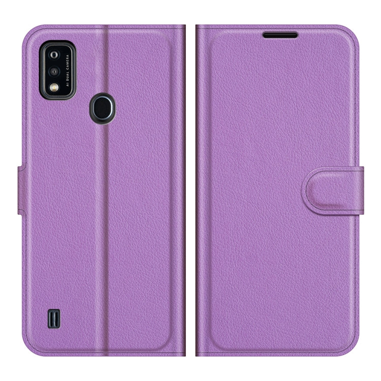 For ZTE Blade A51 Litchi Texture Horizontal Flip Protective Case with Holder & Card Slots & Wallet(Purple)