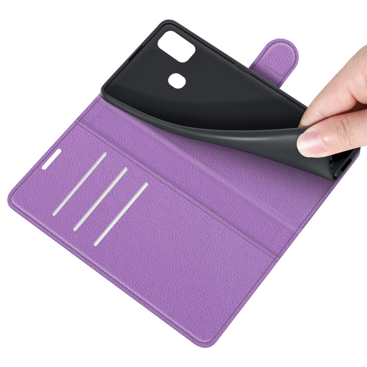 For ZTE Blade A51 Litchi Texture Horizontal Flip Protective Case with Holder & Card Slots & Wallet(Purple)