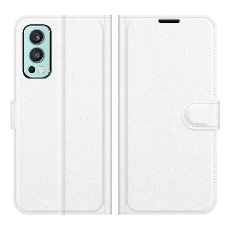 For OnePlus Nord 2 5G Litchi Texture Horizontal Flip Protective Case with Holder & Card Slots & Wallet(White)