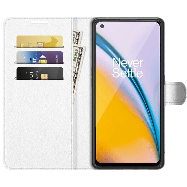 For OnePlus Nord 2 5G Litchi Texture Horizontal Flip Protective Case with Holder & Card Slots & Wallet(White)