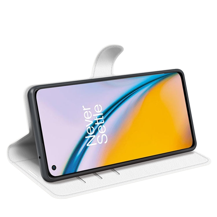 For OnePlus Nord 2 5G Litchi Texture Horizontal Flip Protective Case with Holder & Card Slots & Wallet(White)
