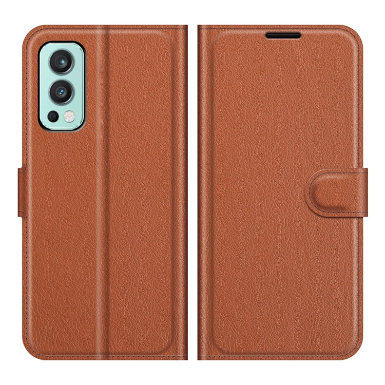 For OnePlus Nord 2 5G Litchi Texture Horizontal Flip Protective Case with Holder & Card Slots & Wallet(Brown)
