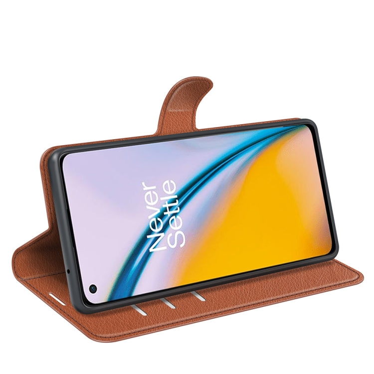 For OnePlus Nord 2 5G Litchi Texture Horizontal Flip Protective Case with Holder & Card Slots & Wallet(Brown)