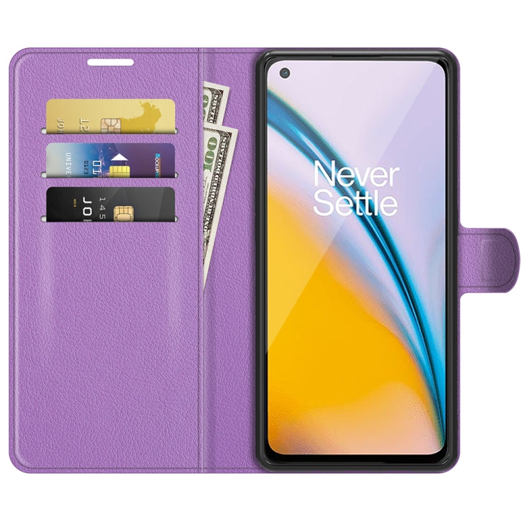 For OnePlus Nord 2 5G Litchi Texture Horizontal Flip Protective Case with Holder & Card Slots & Wallet(Purple)