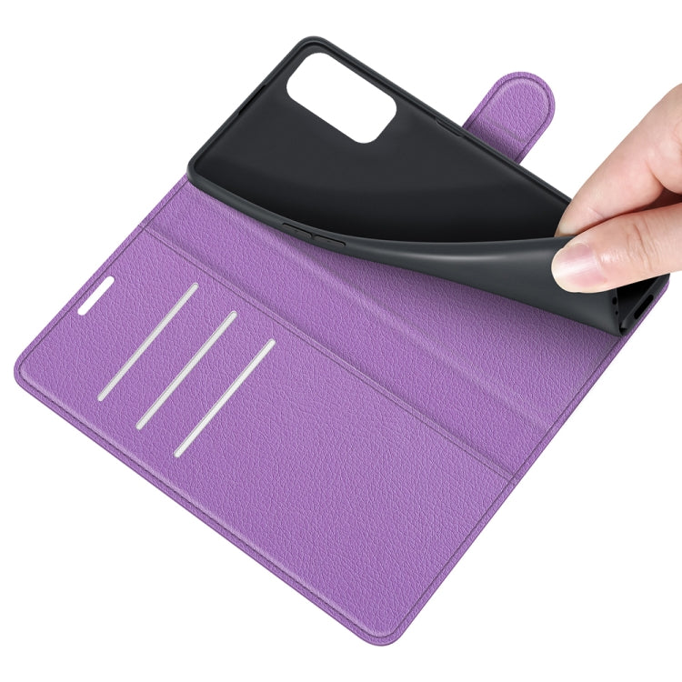For OnePlus Nord 2 5G Litchi Texture Horizontal Flip Protective Case with Holder & Card Slots & Wallet(Purple)