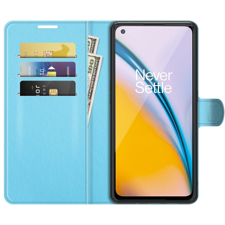 For OnePlus Nord 2 5G Litchi Texture Horizontal Flip Protective Case with Holder & Card Slots & Wallet(Blue)