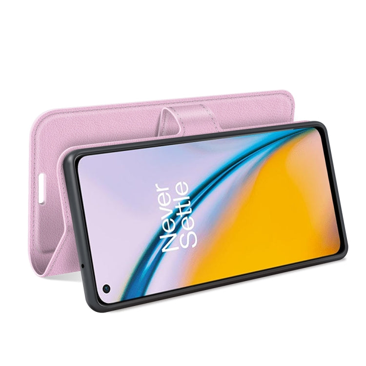 For OnePlus Nord 2 5G Litchi Texture Horizontal Flip Protective Case with Holder & Card Slots & Wallet(Pink)