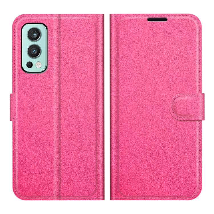 For OnePlus Nord 2 5G Litchi Texture Horizontal Flip Protective Case with Holder & Card Slots & Wallet(Rose Red)