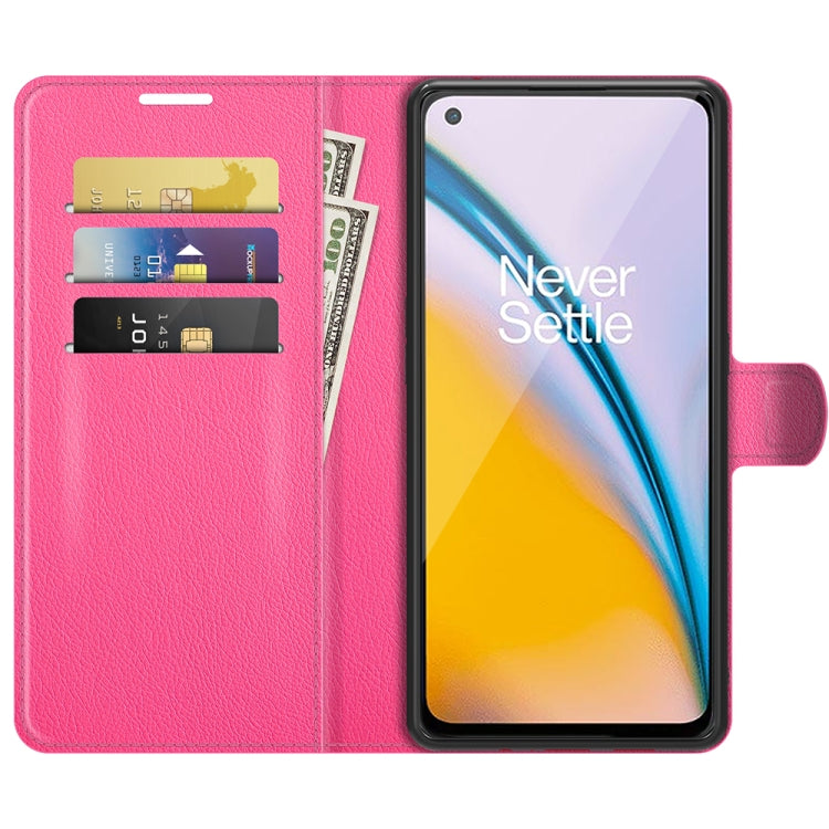 For OnePlus Nord 2 5G Litchi Texture Horizontal Flip Protective Case with Holder & Card Slots & Wallet(Rose Red)