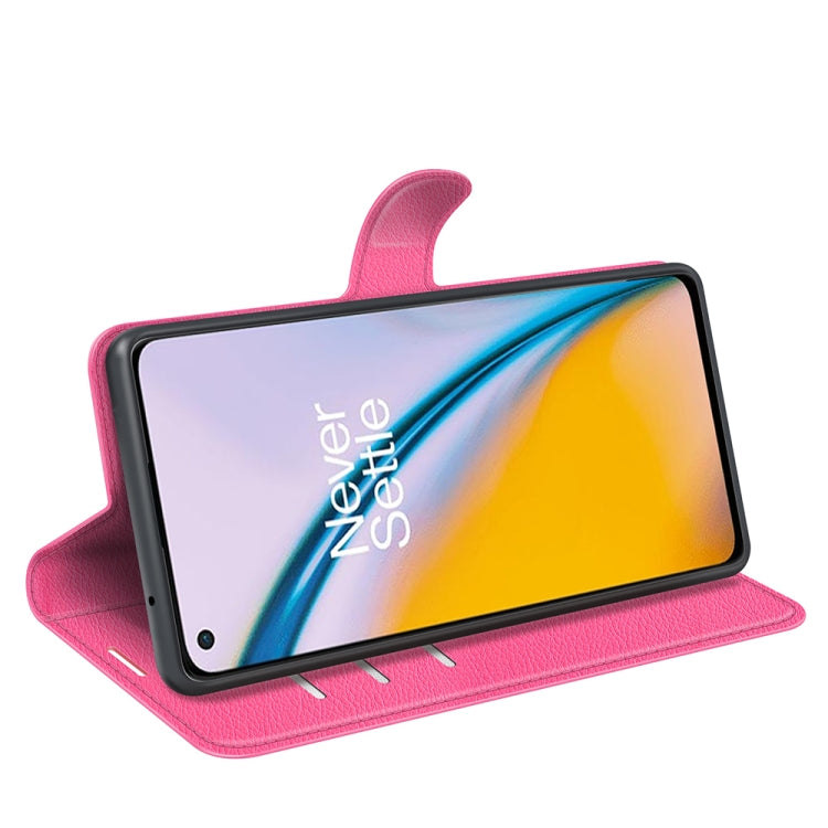 For OnePlus Nord 2 5G Litchi Texture Horizontal Flip Protective Case with Holder & Card Slots & Wallet(Rose Red)