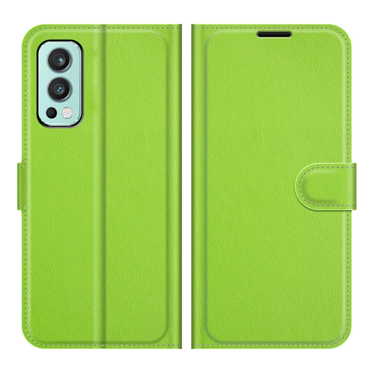 For OnePlus Nord 2 5G Litchi Texture Horizontal Flip Protective Case with Holder & Card Slots & Wallet(Green)