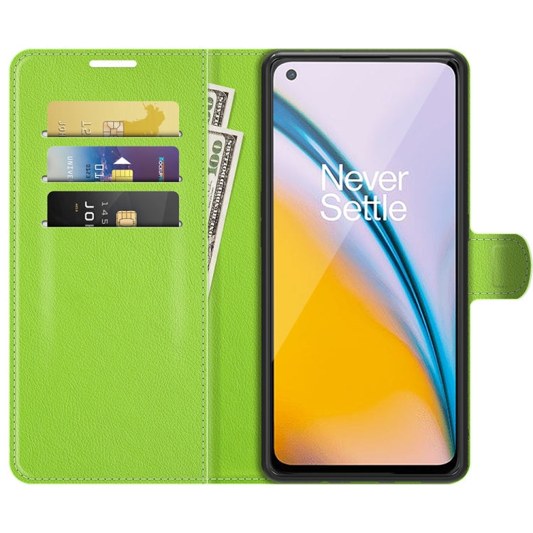 For OnePlus Nord 2 5G Litchi Texture Horizontal Flip Protective Case with Holder & Card Slots & Wallet(Green)