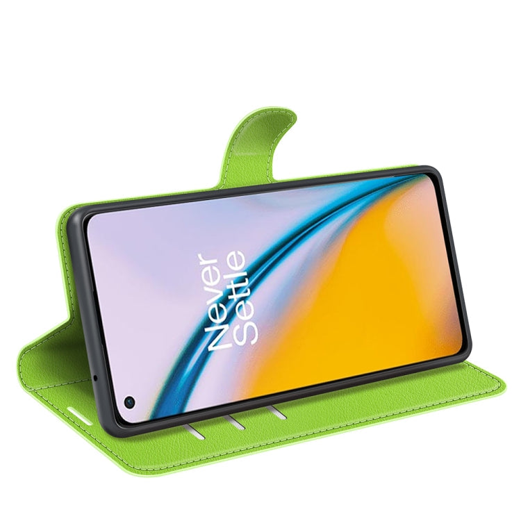 For OnePlus Nord 2 5G Litchi Texture Horizontal Flip Protective Case with Holder & Card Slots & Wallet(Green)