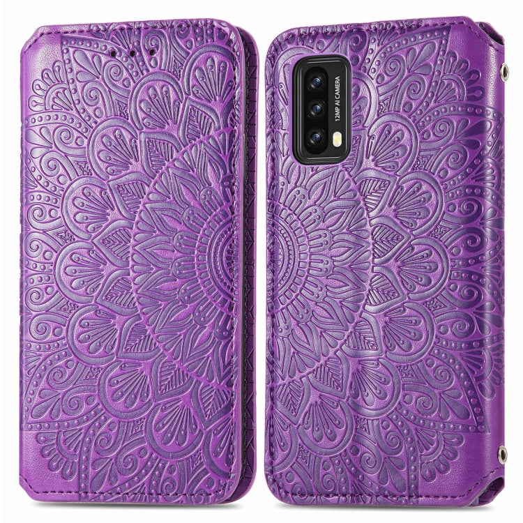 For Blackview A90 Blooming Mandala Embossed Pattern Magnetic Horizontal Flip Leather Case with Holder & Card Slots & Wallet(Purple)