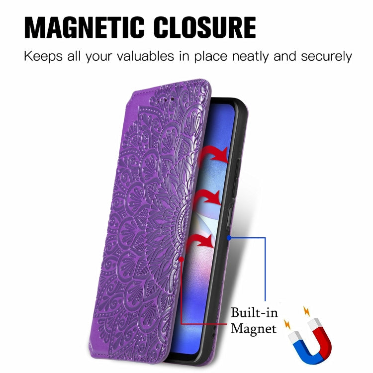 For Blackview A90 Blooming Mandala Embossed Pattern Magnetic Horizontal Flip Leather Case with Holder & Card Slots & Wallet(Purple)
