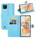For OPPO Realme C11 2021 Litchi Texture Horizontal Flip Protective Case with Holder & Card Slots & Wallet(Blue)