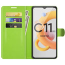 For OPPO Realme C11 2021 Litchi Texture Horizontal Flip Protective Case with Holder & Card Slots & Wallet(Green)