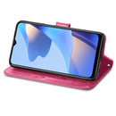 For OPPO A16 / A16e Four-leaf Clasp Embossed Buckle Leather Phone Case(Magenta)