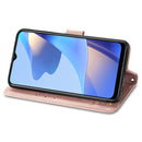 For OPPO A16 / A16e Four-leaf Clasp Embossed Buckle Leather Phone Case(Rose Gold)