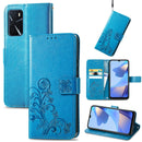 For OPPO A16 / A16e Four-leaf Clasp Embossed Buckle Leather Phone Case(Blue)