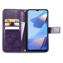 For OPPO A16 / A16e Four-leaf Clasp Embossed Buckle Leather Phone Case(Purple)