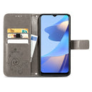 For OPPO A16 / A16e Four-leaf Clasp Embossed Buckle Leather Phone Case(Gray)