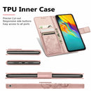 For OPPO A16 / A16e Four-leaf Clasp Embossed Buckle Leather Phone Case(Rose Gold)