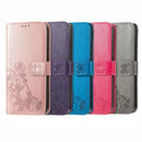 For OPPO A16 / A16e Four-leaf Clasp Embossed Buckle Leather Phone Case(Rose Gold)