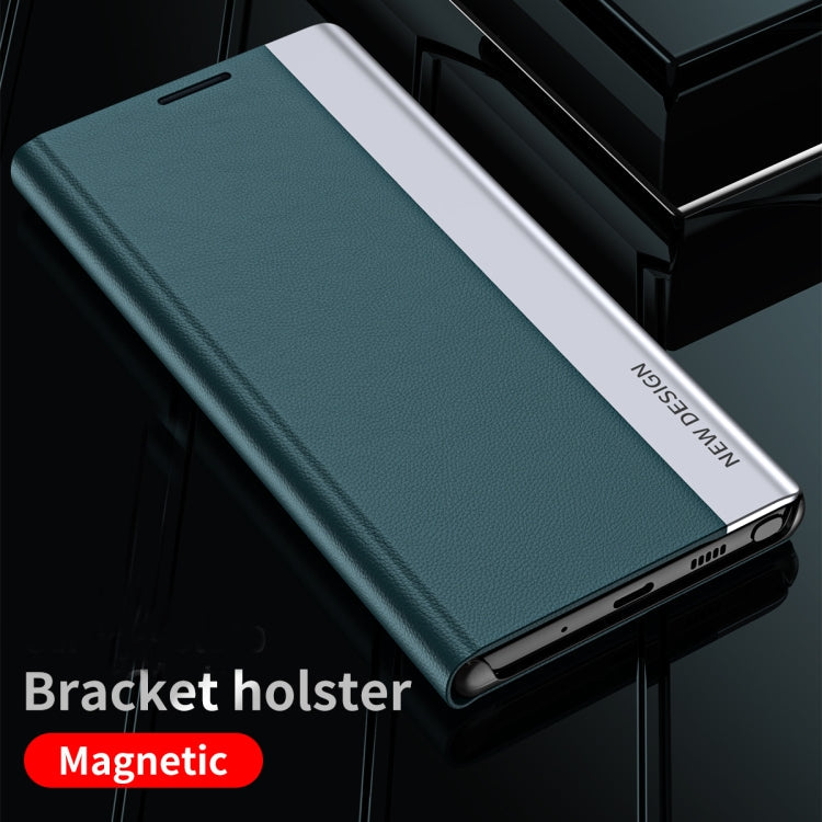 Side Electroplated Magnetic Ultra-Thin Horizontal Flip Leather Case with Holder For iPhone 13 Pro Max(Black)