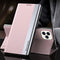 Side Electroplated Magnetic Ultra-Thin Horizontal Flip Leather Case with Holder For iPhone 13(Pink)