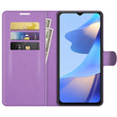 For OPPO A16 Litchi Texture Horizontal Flip Protective Case with Holder & Card Slots & Wallet(Purple)